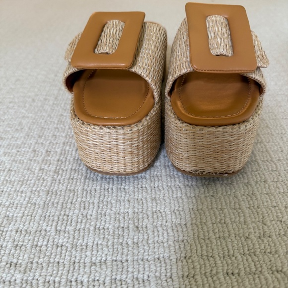 Cape Robbin Raffia Platform Slides - Picture 2 of 4